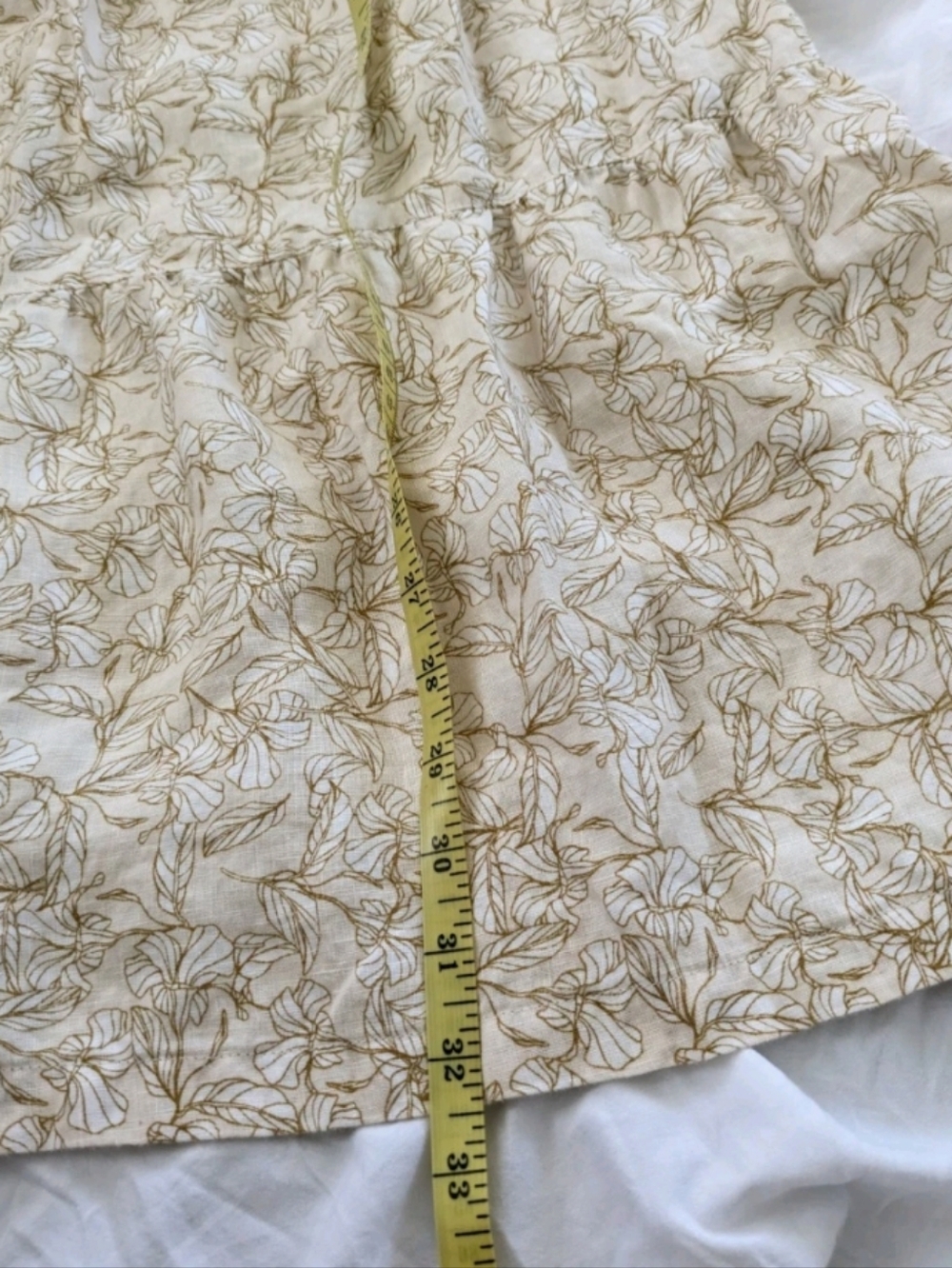 Rachel Zoe Linen Baby Doll Dress V-Neck Sleeveless Floral Beige Womens XS - Picture 3 of 5